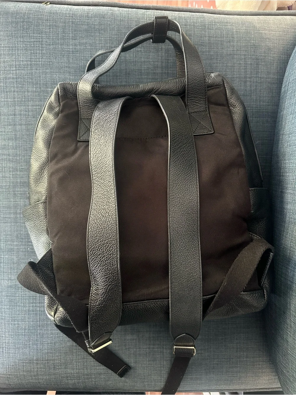 henri bendel Black Pebbled Leather Backpack